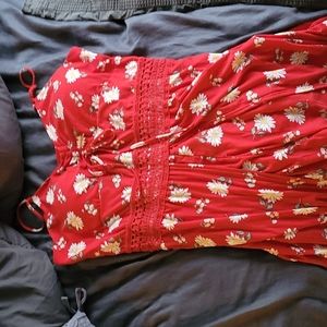 Red Romper with Daisys